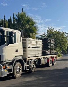 truck with construction delivery